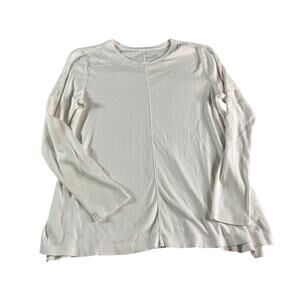 J. Jill Women's sz Medium Long Sleeve White Blouse Pima Crew Neck High-Low Tee